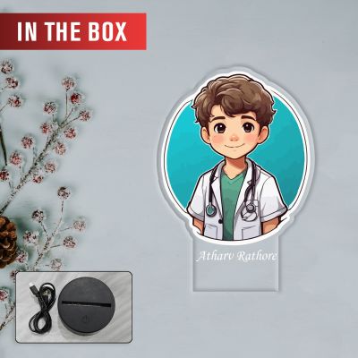 Personalized Doctor LED Night Lamp with Warm White Light Thankyou Gift for Doctor Appreciation Gift for Doctor Clinic & Hospital Decor Light (Gift for Medical Student)